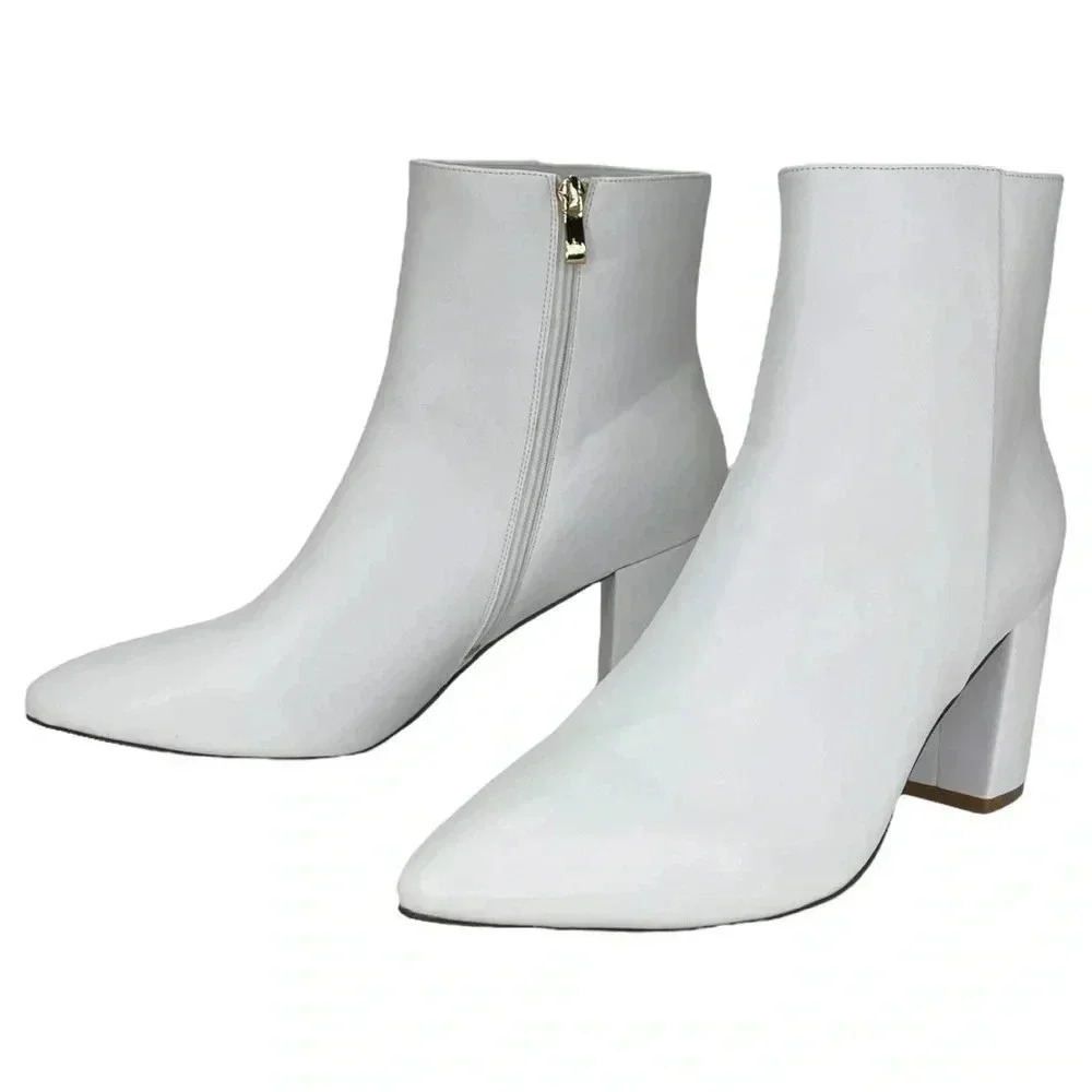 SMASH Shoes Chiku White Faux Leather Womens Ankle Boots Size 11M - Picture 12 of 13